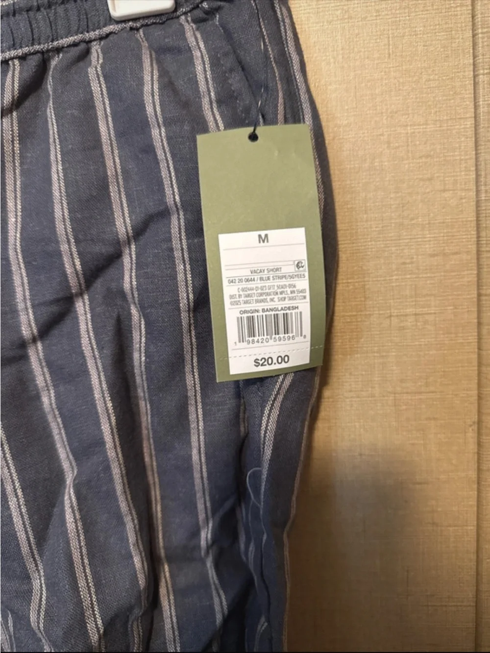 Men's Blue Striped Shorts with Drawstring